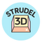 Logo with 'STRUDEL 3D' text on a light blue circle
