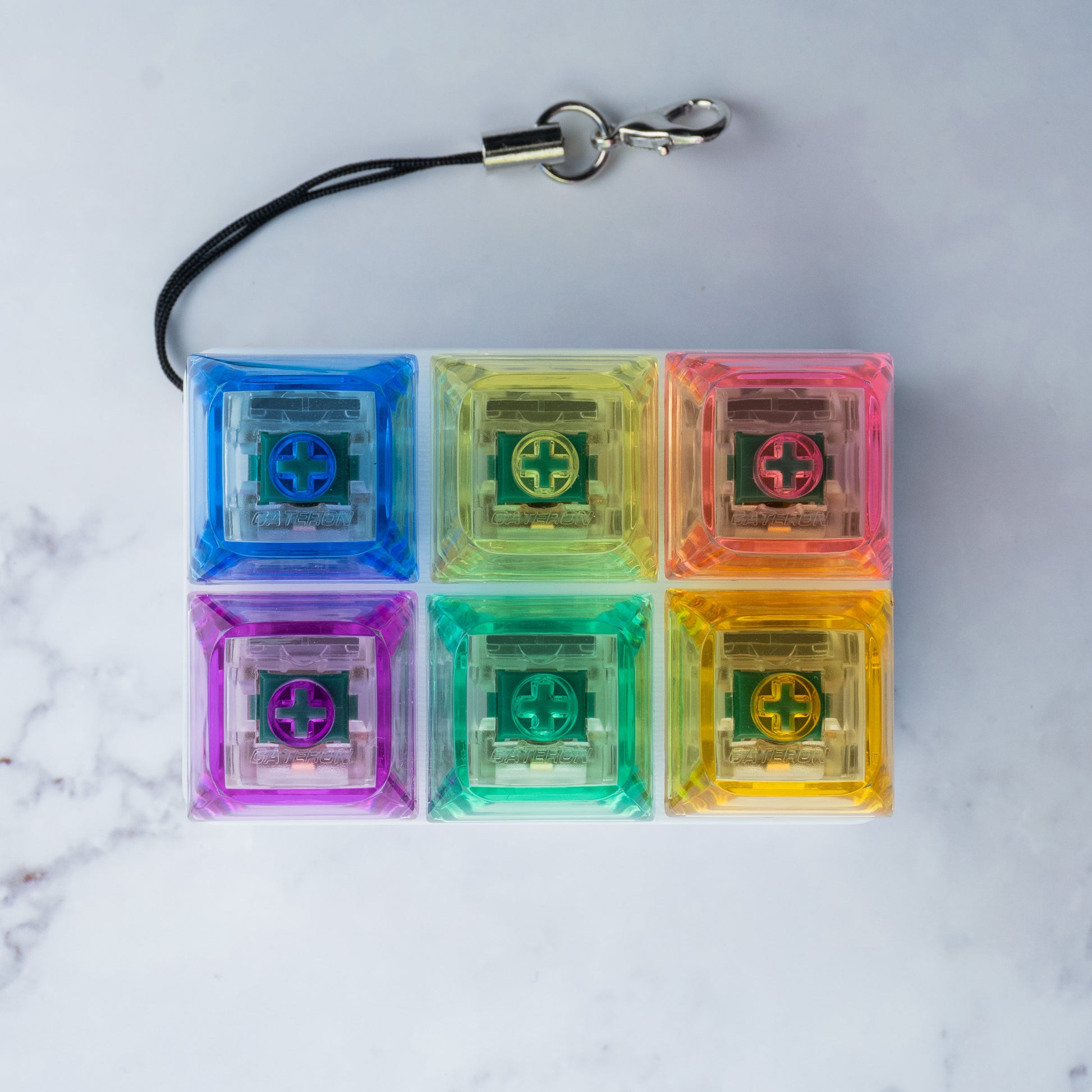 6-Piece Rainbow Rocks: Mechanical Fidget Toy Keychain