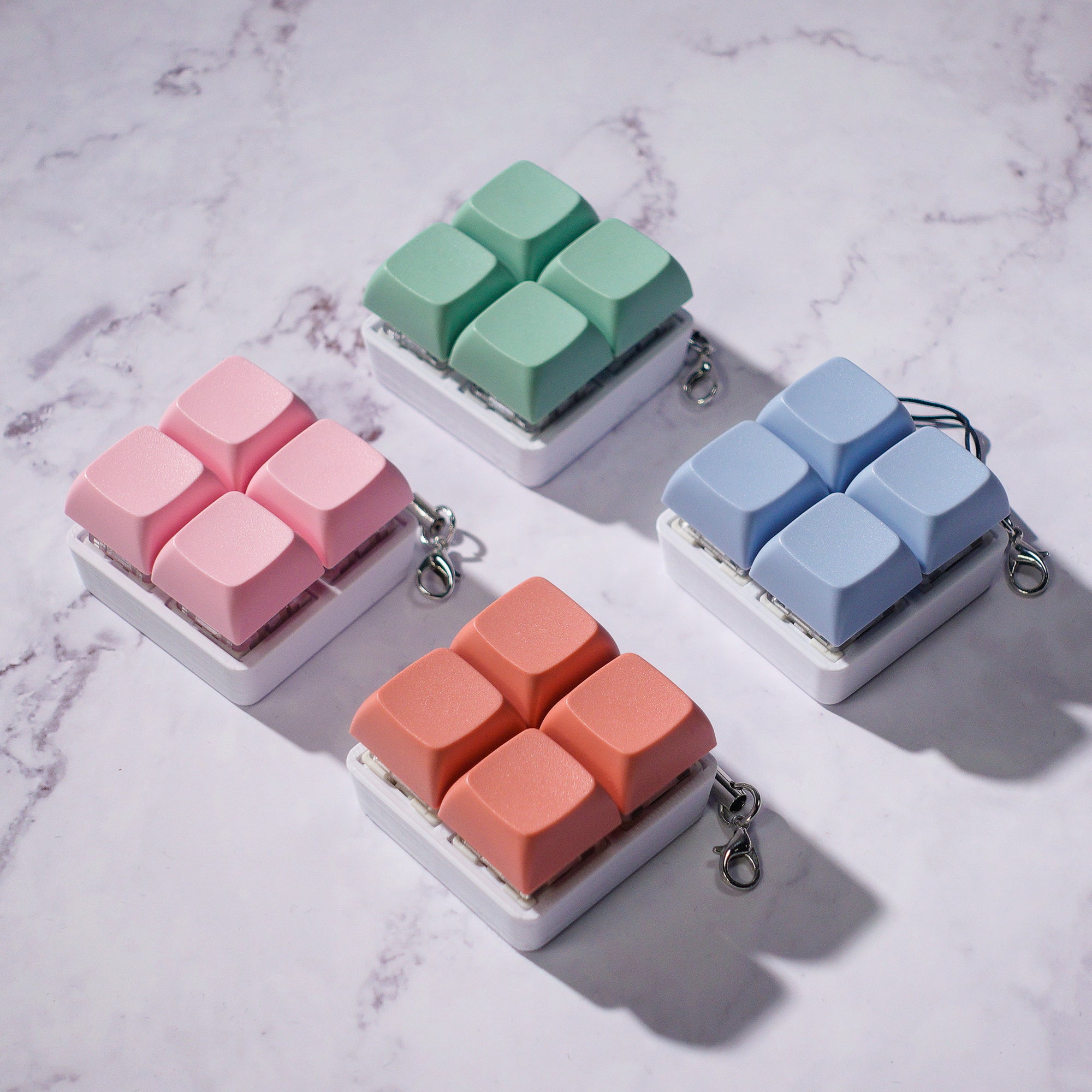 2x2 Square: Mechanical Fidget Keychain - Pastel Colors